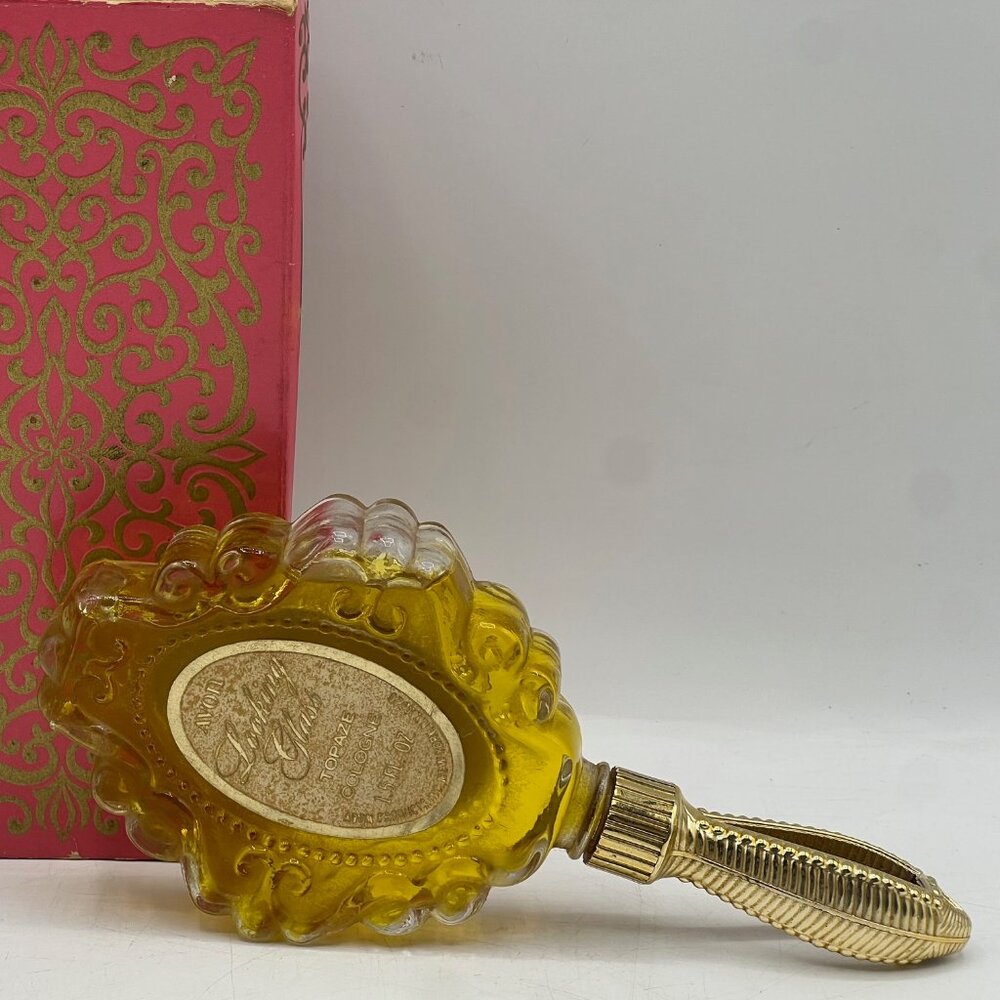 Vintage NOS 1970s Avon Mirror LOOKING GLASS Topaze Cologne, 1.5 Fl Oz.